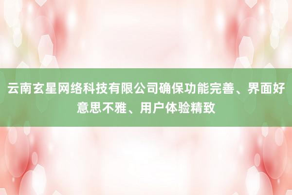 云南玄星网络科技有限公司确保功能完善、界面好意思不雅、用户体验精致